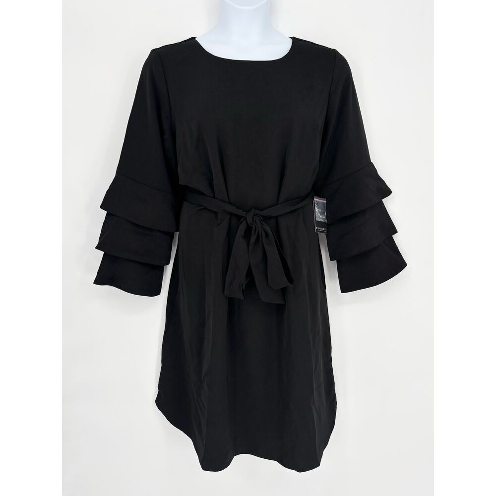 Eloquii NWT Black Tiered Ruffle Sleeve Tie Waist Dress Size 18